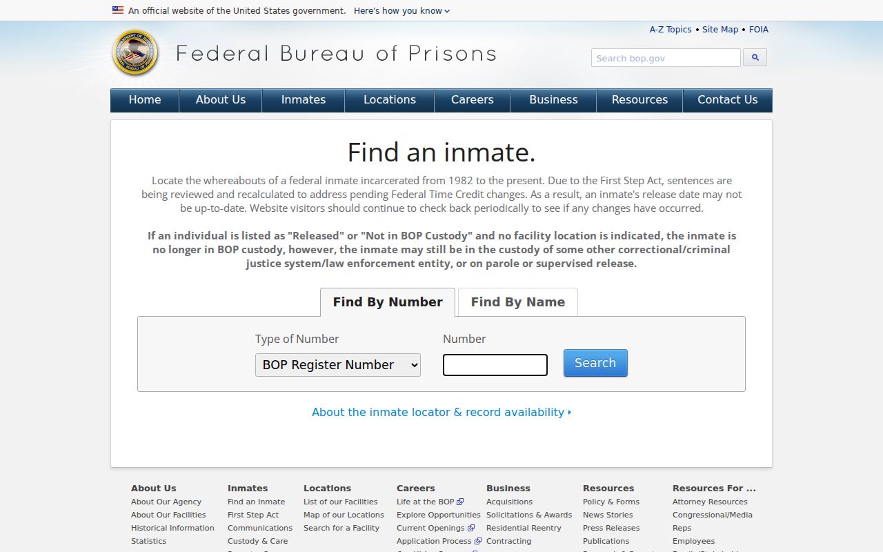Federal inmate locator for a Winston County arrest custody check
