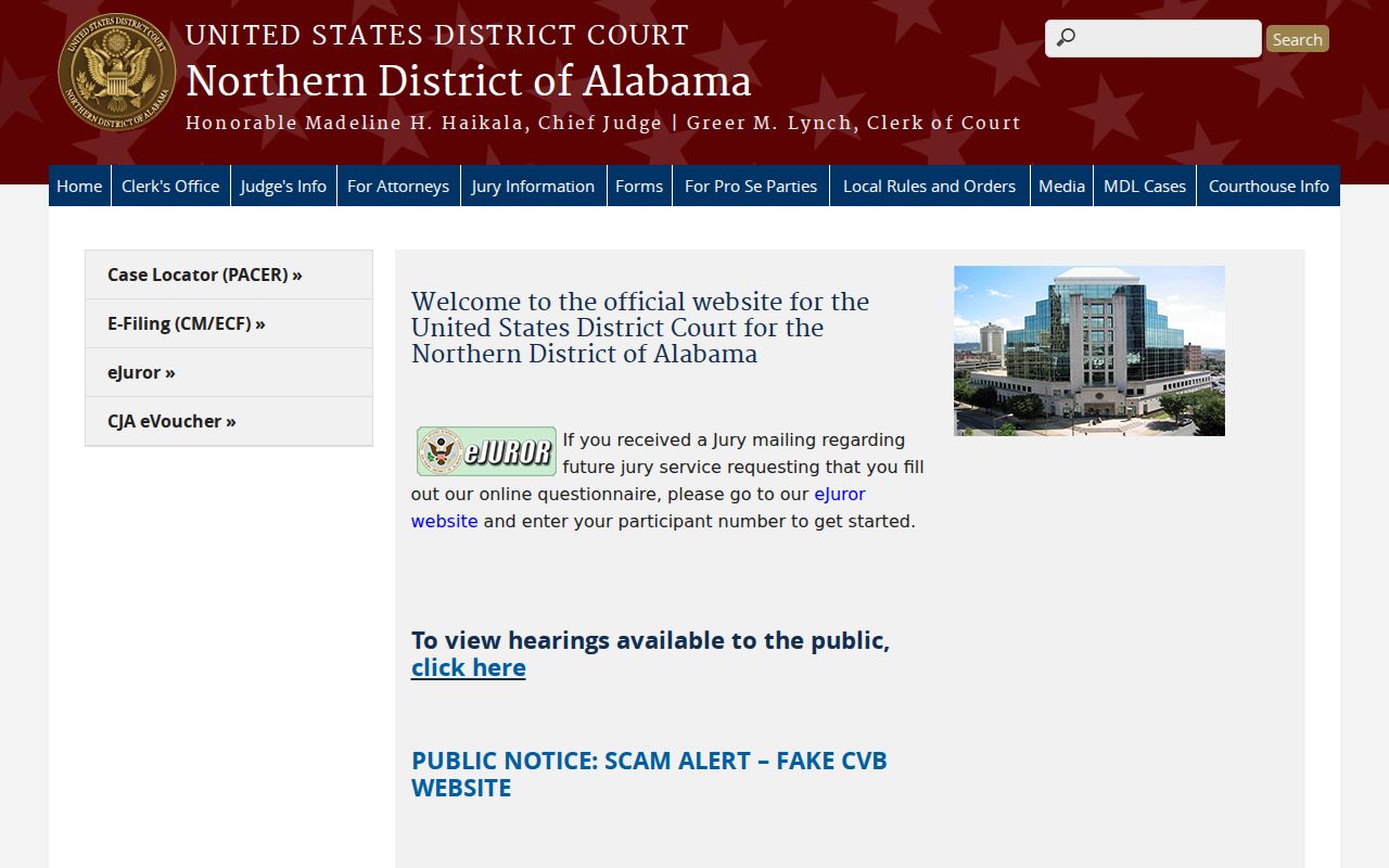 Northern District federal criminal court information for Winston County
