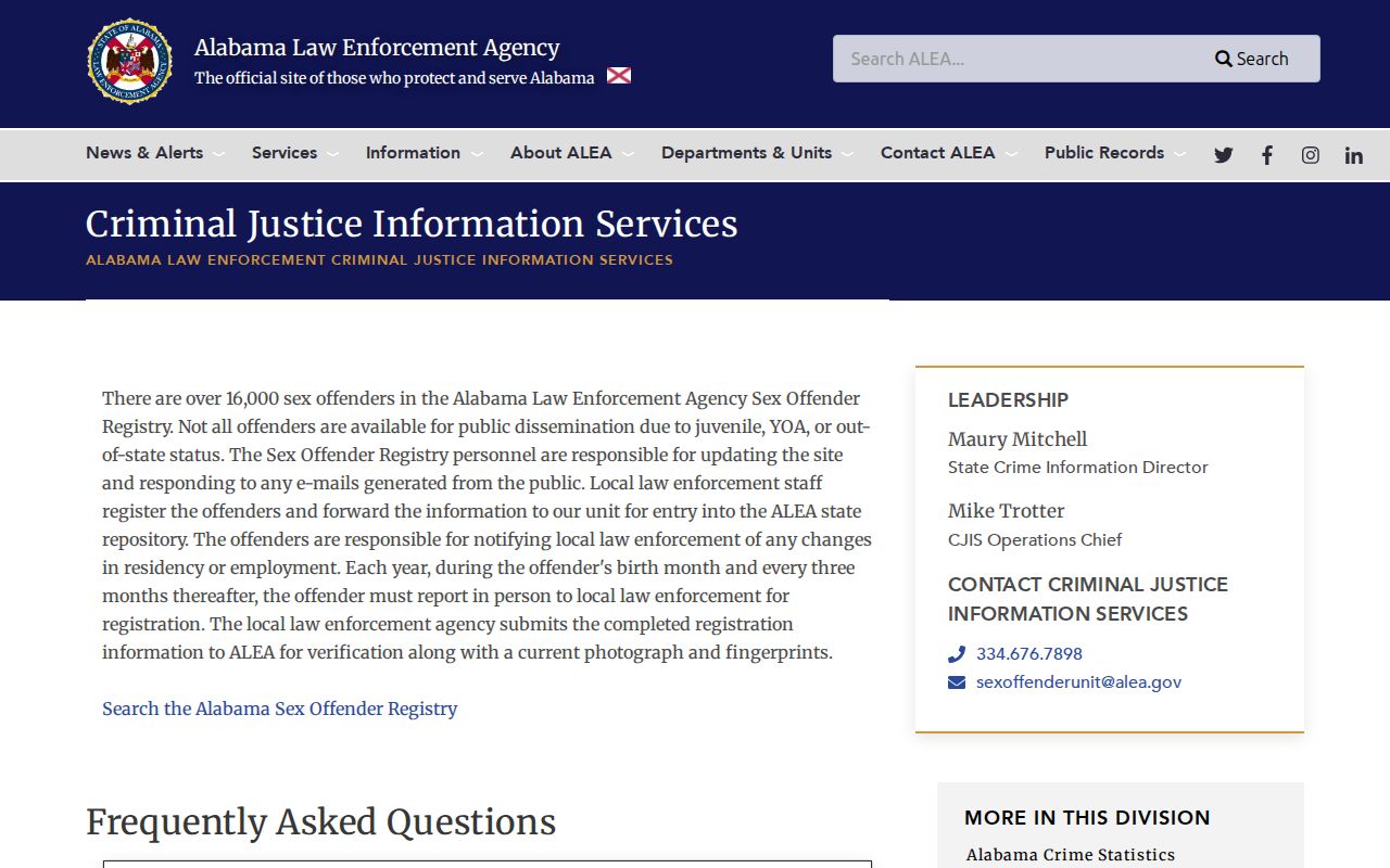 ALEA guidance for Winston County sex offender registry searches